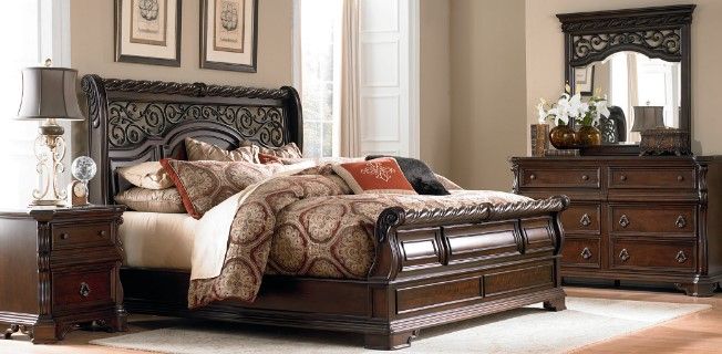 Liberty Furniture Arbor Place 4-Piece Brownstone Queen Sleigh Bedroom Set