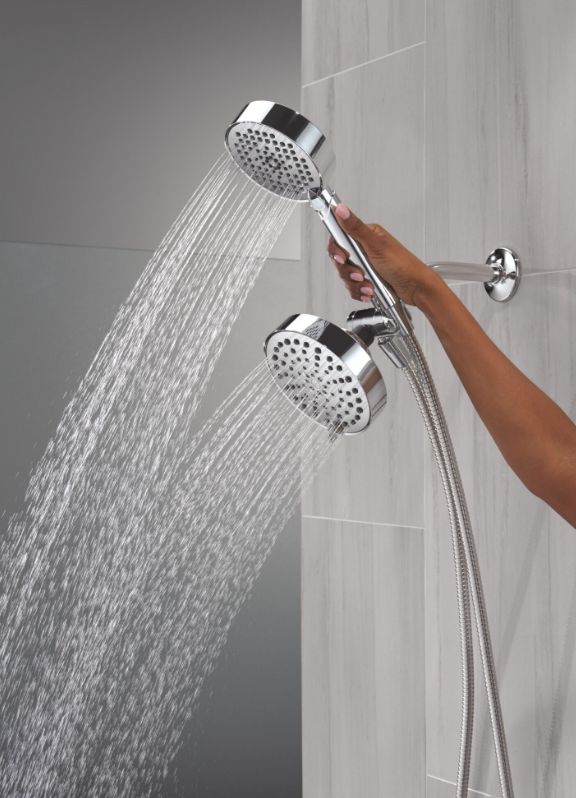 Delta Universal Showering Chrome 5-Setting Two-in-One Combination Round Shower with Additional Mount-1