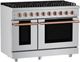 Hauslane HausPro 48" Stainless Steel Pro-Style Dual Fuel Range with Rose Gold Knobs-3