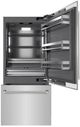ZLINE Autograph Edition 36" 19.8 Cu. Ft. Stainless Steel Built In Bottom Freezer Refrigerator with Water Dispenser, Ice Maker, Graphite Gray Interior and Polished Nickel Helix Handles-1