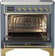 Ilve® Majestic III 36" Blue Gray Pro Style Induction Range with Triple Glass Door and Brass Trim-1
