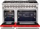 FORNO® Capriasca 48" Stainless Steel Pro Style Dual Fuel Range with Red Door-2