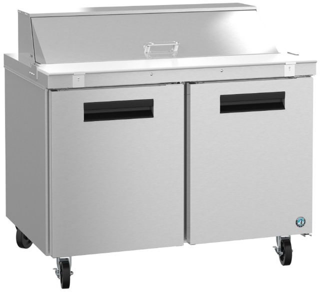 Hoshizaki 48" 13.66 Cu. Ft. Stainless Steel Two Section Sandwich Prep Table Refrigerator-1