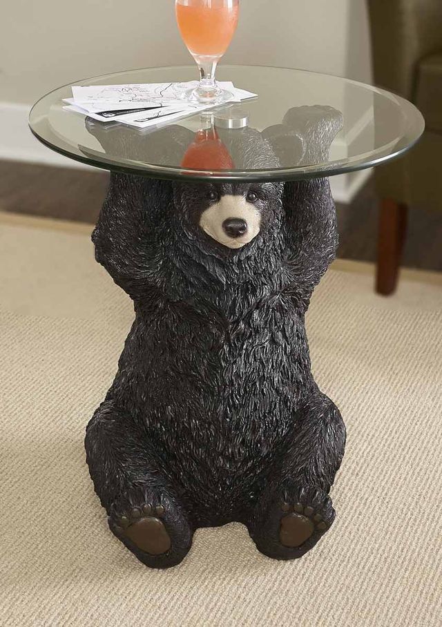 Powell® Barney Glass Top Side Table with Dark Brown Base-2