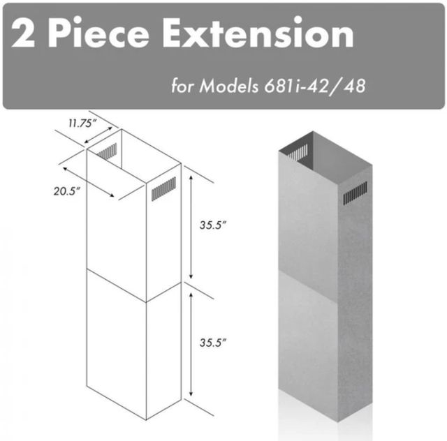 ZLINE 71" Stainless Steel 2-Piece Chimney Extension -1