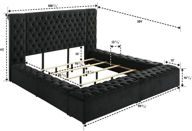 Crown Mark Liliana Black King Upholstered Panel Bed-3