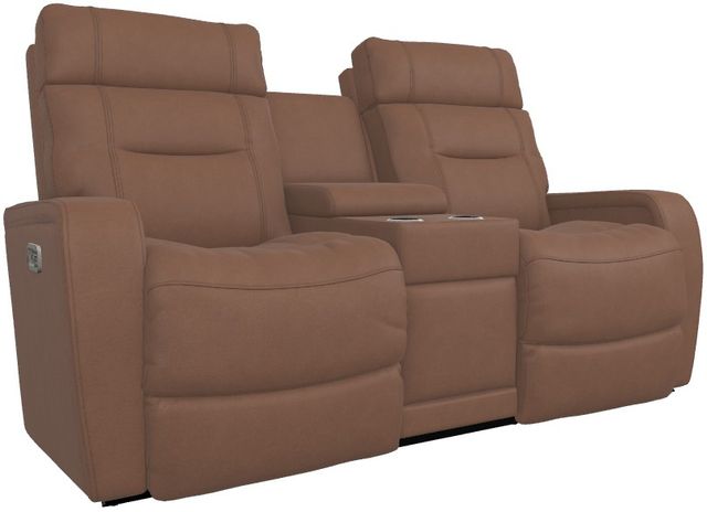 La-Z-Boy® Baron Mocha Leather Power Wall Reclining Loveseat with Console, Headrest and Lumbar-0