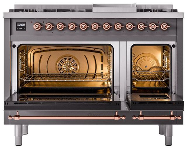 Ilve® Nostalgie II Series 48" Graphite Matte Pro Style Dual Fuel Range-2