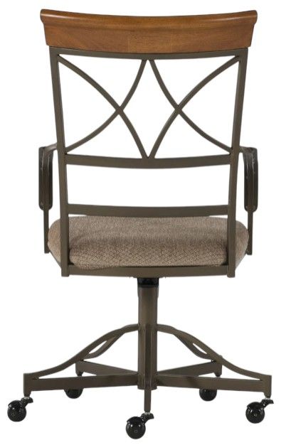 Powell® Hamilton Medium Cherry/Matte Pewter Swivel Dining Arm Chair-3