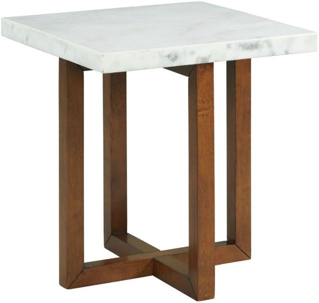 Elements International Morris Espresso End Table with White Marble Top-0
