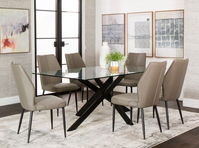Cramco Nero Glass Top Dining Table with Matte Black Base-1