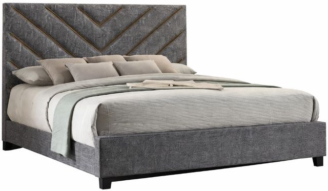 Crown Mark Zane Gray King Upholstered Panel Bed-0