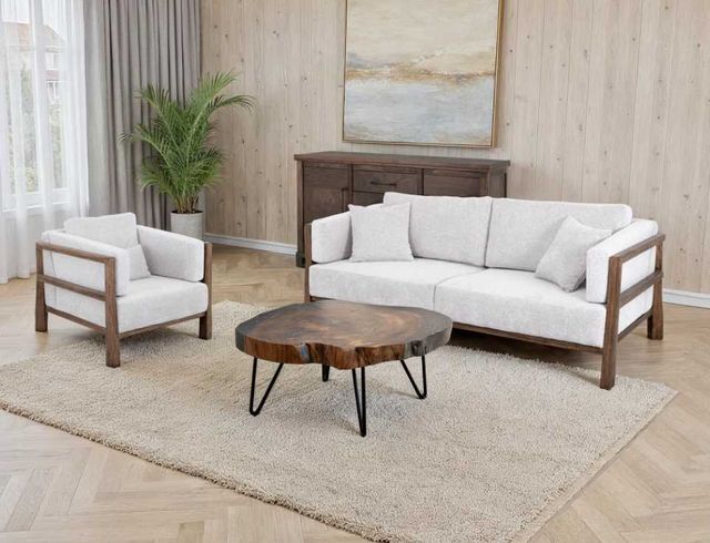 International Furniture Direct Roots Stained Brown/White Accent Chair-1