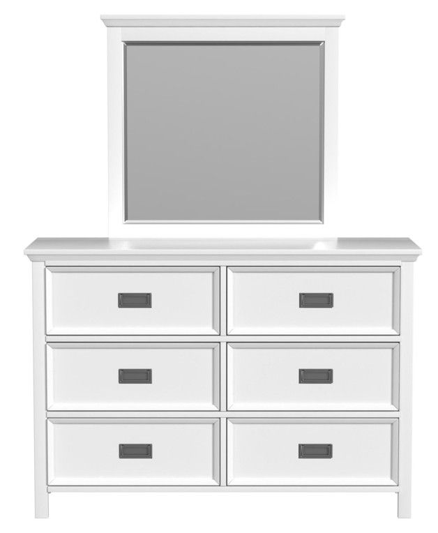 Elements International Hampton Kids White Dresser and Mirror-1