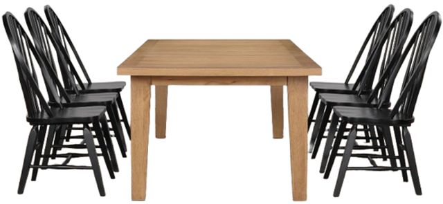 Steve Silver Co. Sommerset 7-Piece Black/Natural Oak Windsor Dining Table Set-0