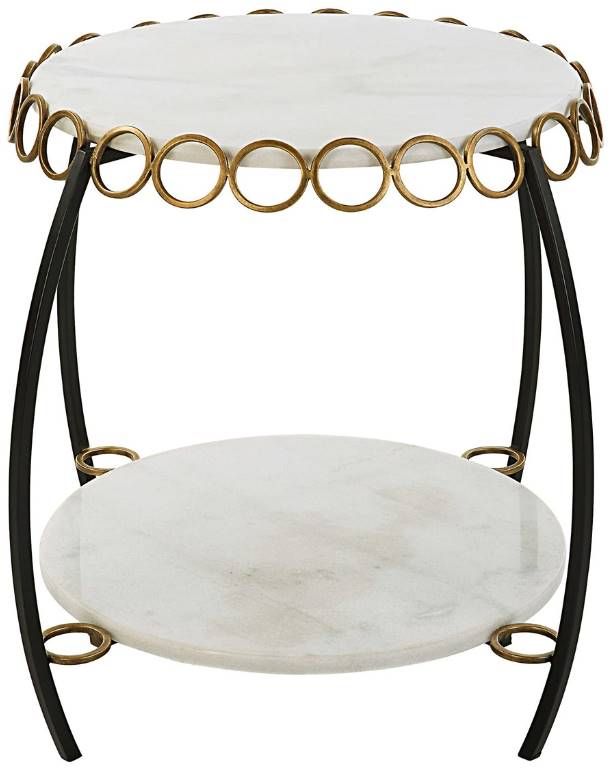 Uttermost® Chainlink White Side Table with Matte Black Frame-3