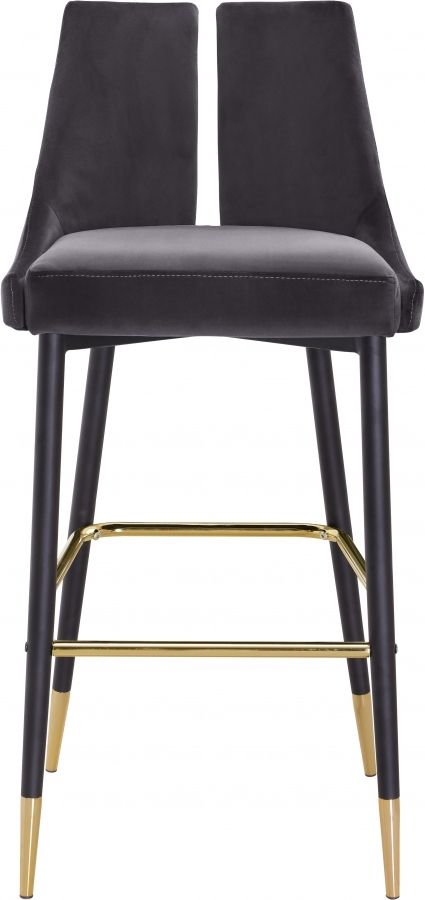 Meridian Furniture Sleek Grey Velvet Bar Stool-1