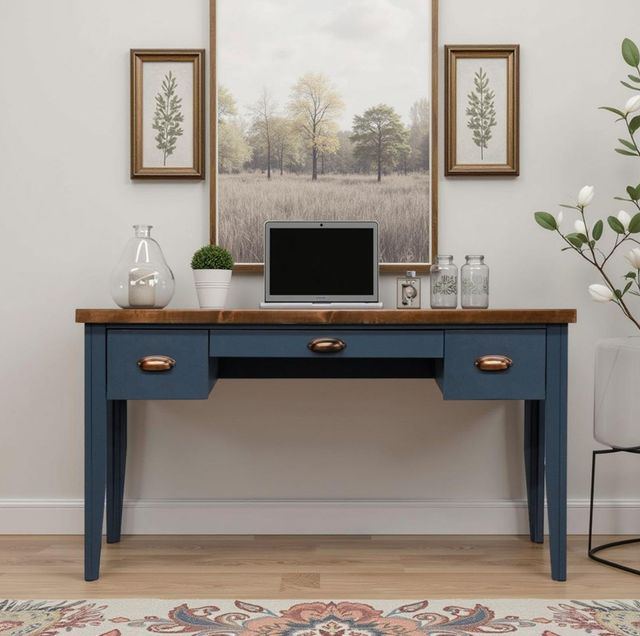 Legends Home Nantucket Blue Denim/Whiskey Writing Desk-1