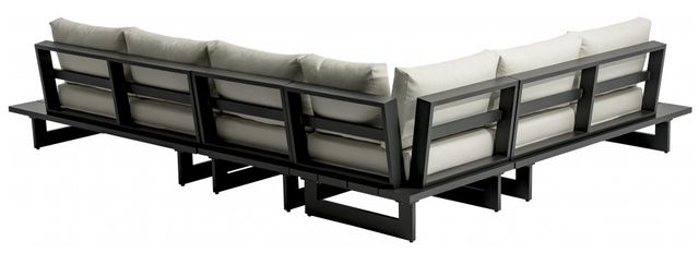 Meridian Furniture Maldives 4-Piece Cream/Gray Aluminum/Fabric 130" Outdoor Modular Sectional-2