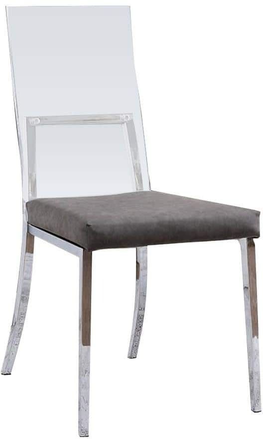Furniture of America® Casper 2-Piece Chrome/Gray Dining Side Chair Set-0