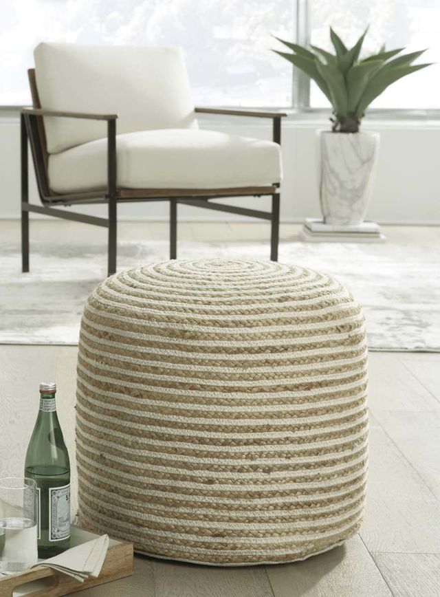 Signature Design by Ashley® Aildon Natural/White Pouf-2