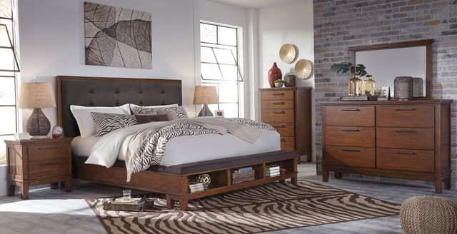 Signature Design by Ashley® Ralene 2-Piece Medium Brown Queen Upholstered Panel Bed Set-3
