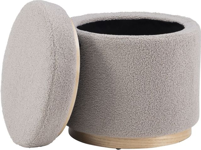 Linon Sunny Gray Round Storage Ottoman-2