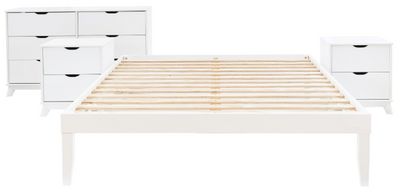 front view of the Powell® Polly 4-Piece White Queen Bedroom Set with 2 Nightstand