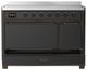 Ilve® Majestic III 48" Graphite Matte Pro Style Induction Range with Solid Door and Burnished Trim-2