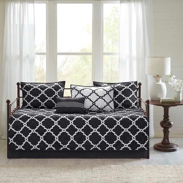 Olliix by Madison Park 6 Piece Black Merritt Reversible Daybed Set-2