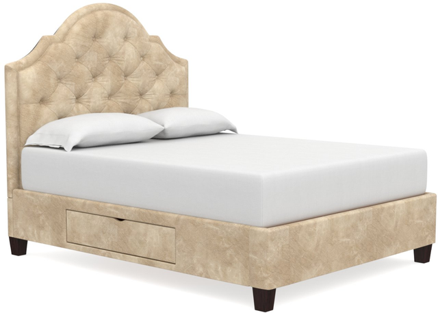 Bassett® Furniture Custom Upholstered Beds Barcelona Leather Bonnet Storage Bed-1
