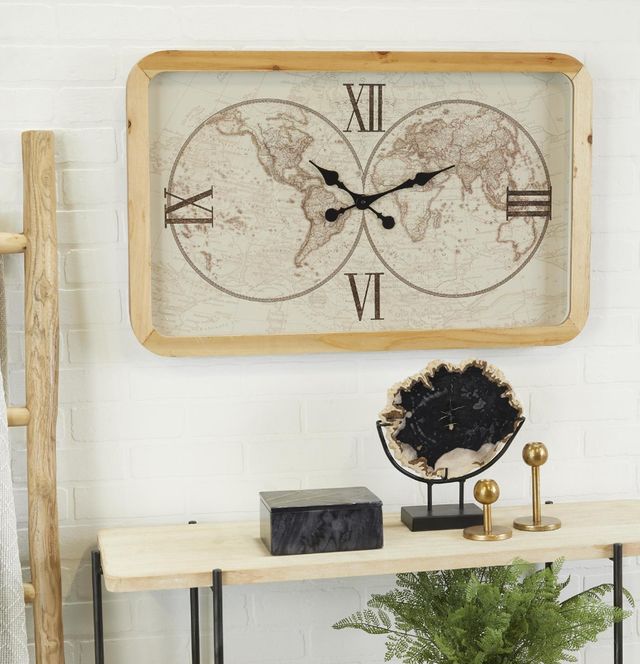 Deco Marche Brown World Map Wall Clock-4