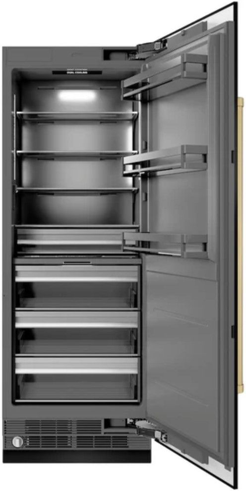 ZLINE Autograph Edition 30" 16.7 Cu. Ft. Column Refrigerator in Black Stainless Steel with Graphite Gray Interior and Champagne Bronze Accents-1
