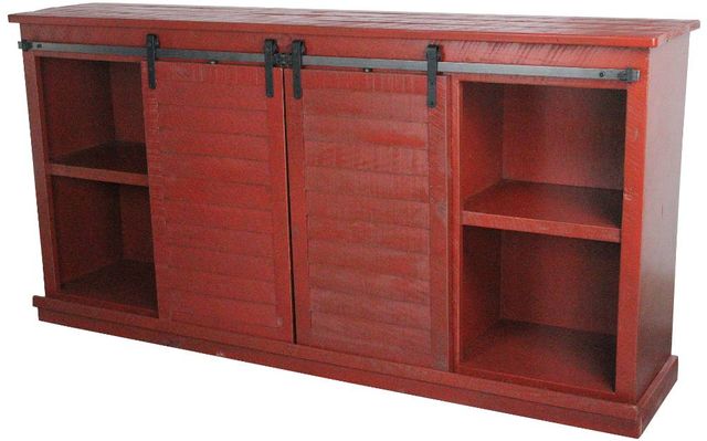 American Heartland Manufacturing Rustic Red Tall Provincial Shutter TV Stand-2