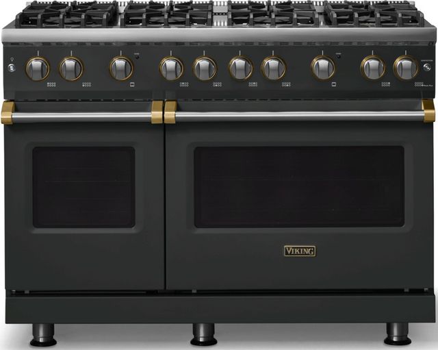 Viking® 5 Series 48" Antique Bronze Pro Style Gas (LP) Range with Brushed Brass Trim-0