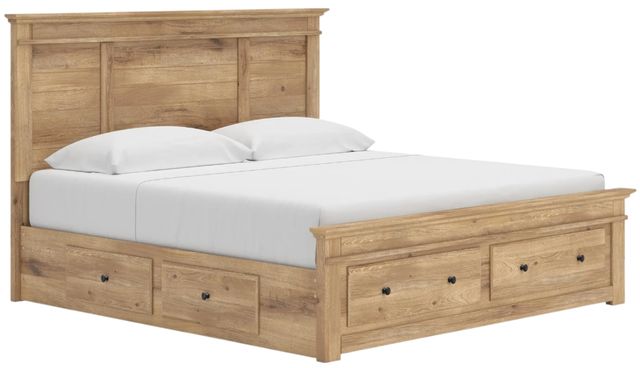 Signature Design by Ashley® Makidern Tan King Panel Bed with 6-Drawer Storage-0