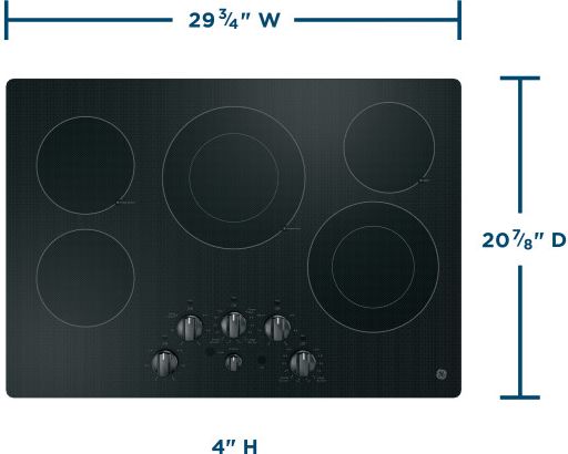 GE® 30" Black Built-In knob Control Electric Cooktop-2