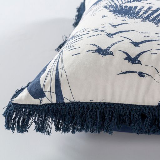 Surya Castaway Navy 20"x20" Toss Pillow with Down Insert-1
