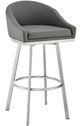 Armen Living Eleanor Brushed Stainless Steel/Grey 26'' Counter Stool-0