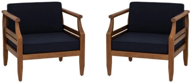Linon Corolla 2-Piece Navy Acacia/Fabric Outdoor Club Chairs-0