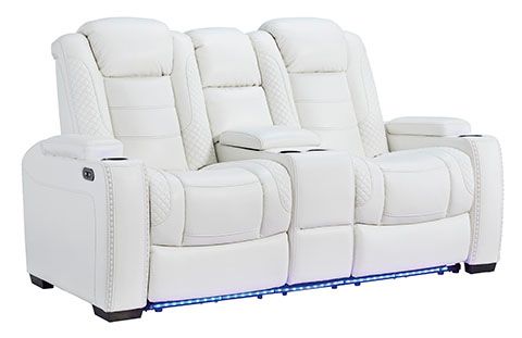 Signature Design by Ashley® Party Time White Power Reclining Loveseat-3