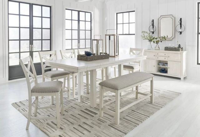 Signature Design by Ashley® Robbinsdale Antique White Upholstered Bar Stool-1