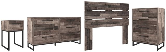 Signature Design by Ashley® Neilsville 4-Piece Multi Gray Full Panel Headboard Set-0