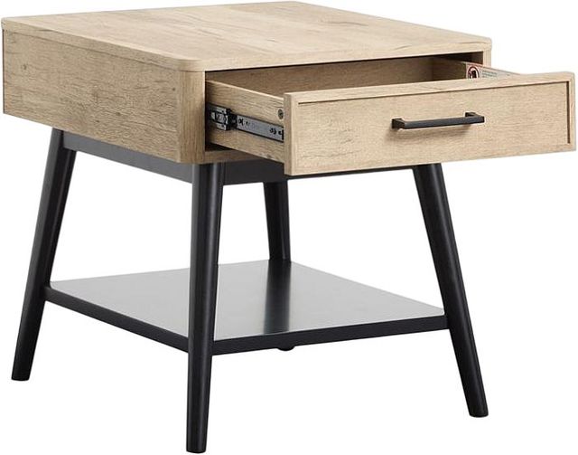 Magnussen Home® Fletcher Driftwood End Table with Black Base-1