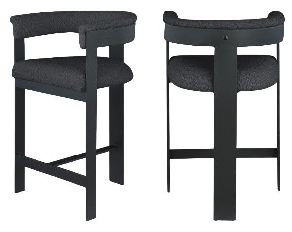 Meridian Furniture Romeo Black Boucle Black Counter Stool-3