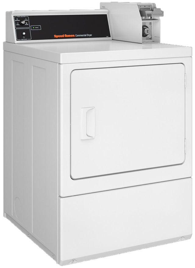 Speed Queen® Commercial 7.0 Cu. Ft. White Coin Slide Front Load Gas Dryer-1