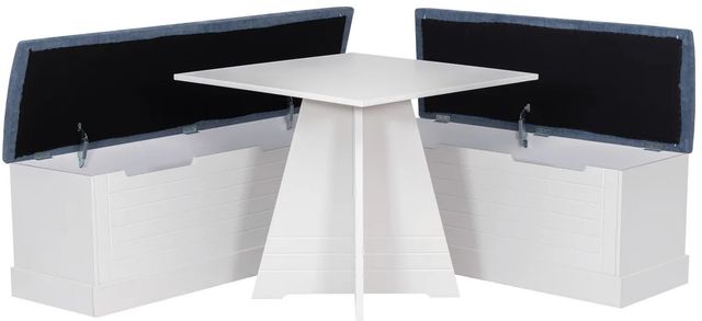 Linon Nancy 3-Piece Blue/White Square Table Nook Set-2