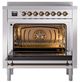 Ilve® Nostalgie II Noblesse 36'' Stainless Steel Pro Style Induction Range with Burnished Trim-1