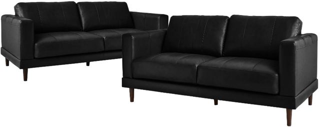 Elements International Hampton 2-Piece Fiero Black Living Room Stationary Seating Set-0