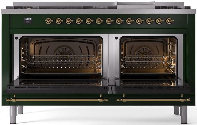 Ilve® Nostalgie II Series 60" Emerald Green Pro Style Dual Fuel Range-1